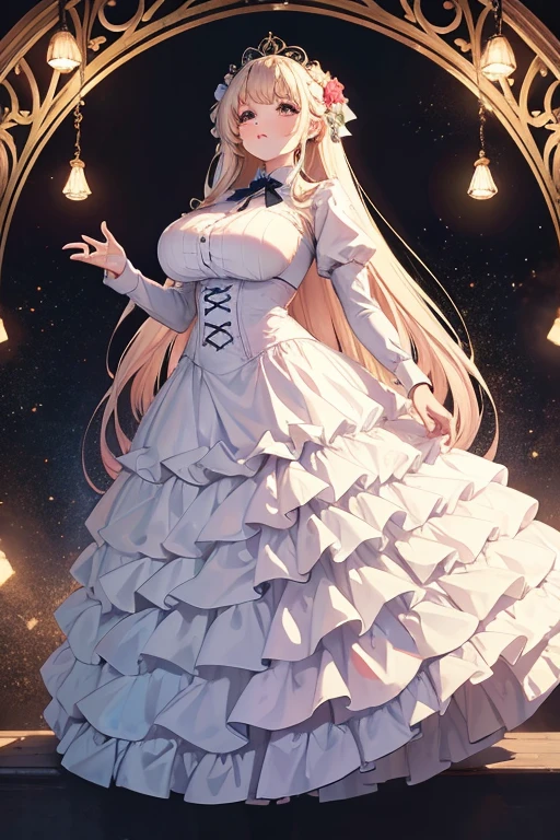 gigantic comically large long cage crinoline dress