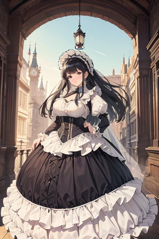 gigantic comically large long hoopskirt crinoline, rigid fabric, structural fabric, victorian era, ridiculous bell-shaped dress