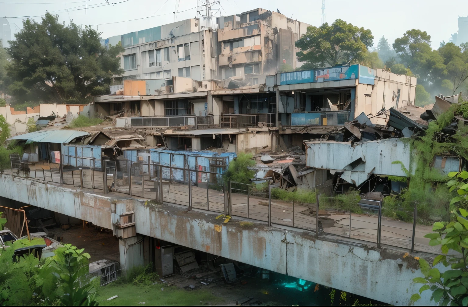 (Best quality, 8k, 32k, Masterpiece, UHD:1.2) Set the scene in a gritty urban landscape where towering skyscrapers have been replaced by hulking metallic structures and sprawling masses of robotic debris. Emphasize the juxtaposition of advanced technology and urban decay, with gleaming futuristic elements contrasted against the rusted and battered remnants of war.
Populate the scene with a variety of robotic creatures and machines, ranging from sleek and streamlined to bulky and industrial. Incorporate elements of classic 1980s robot designs, such as angular shapes, exposed mechanical parts, and glowing energy sources, to evoke a sense of retro-futuristic nostalgia.
Use dynamic lighting and dramatic shadows to enhance the atmosphere of conflict and tension, with flickering neon signs casting eerie shadows across the decaying cityscape. Experiment with bold color choices and dramatic contrasts to heighten the sense of visual impact and emotional intensity.
Depict the streets littered with the wreckage of robotic battles, with twisted metal, shattered glass, and burning debris strewn across the landscape. Use cinematic framing and composition to convey the chaos and destruction of war, with smoke billowing from ruined buildings and sparks flying from malfunctioning machinery.
Finally, imbue the scene with a sense of narrative intrigue and mystery, leaving viewers to speculate about the events that led to the city's downfall and the role that advanced technology played in shaping its fate. Invite viewers to explore the richly detailed world you've created, uncovering hidden stories and untold secrets hidden amidst the ruins."