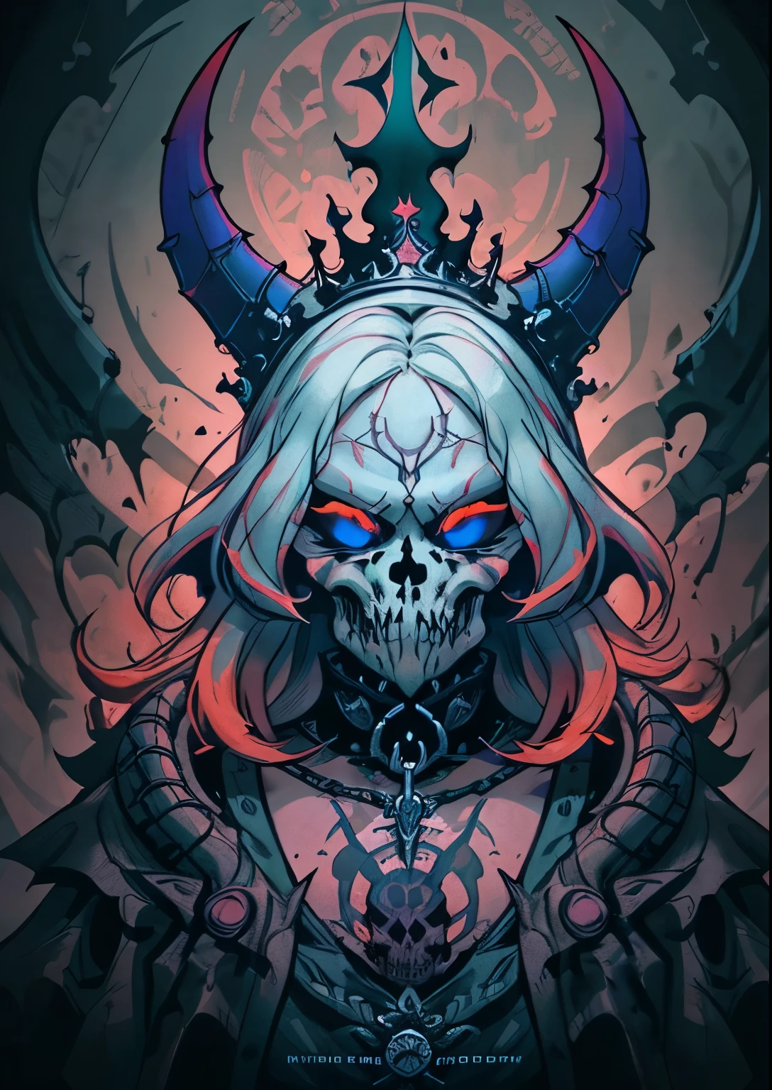skull demon king concept art portrait by Casey Weldon, Olga Kvasha, Miho Hirano, hyperdetailed intricately detailed gothic art trending on Artstation triadic colors Unreal Engine 5 detailed matte painting, deep color, fantastical, intricate detail, splash screen, complementary colors, fantasy concept art, 8k resolution, gothic deviantart masterpiece