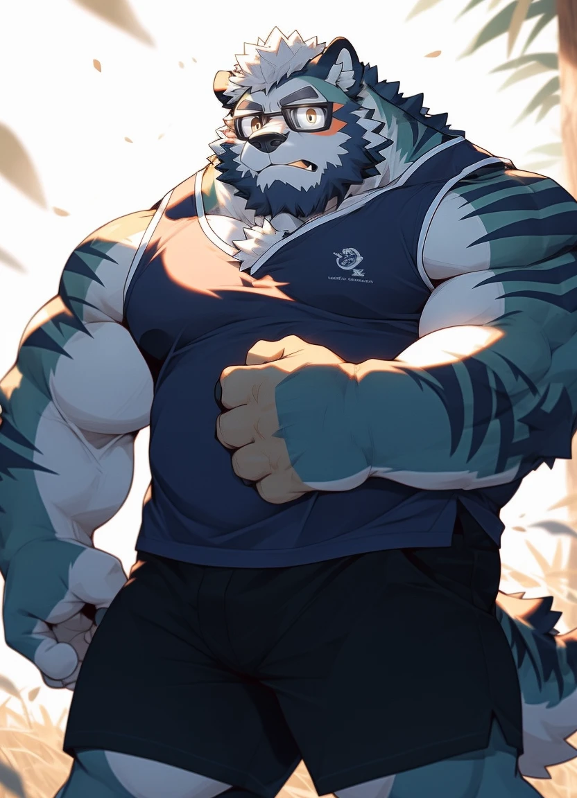 peludo,lobo,Gafas con montura negra,(vestido:solo,Una chaqueta camisera blanca de manga larga.,mangas enrolladas,atar,pantalones,calcetines blancos),barba,Hay cicatrices en la cara.,pelaje dorado,male,Common,tiro de cuerpo completo,Dynamic poses,In the camaroom,cama,Acostada,expression of drunkenness,rubor,antecedentes detallados,extremely natural shade,obra maestra,Muy detallado,natural