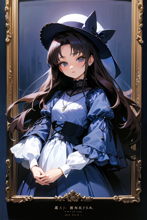 Highest image quality、highest quality、最高masterpiece、masterpiece、Akina Nakamori、Navy blue lace dress、13 years old、Beautiful woman、sexy、White cross necklace on chest、gothic style、miniature small hat、Sharp and cute、Beautiful woman、Upper grade、sexyポーズ、