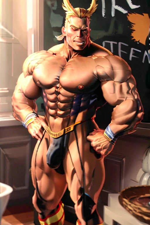 a very muscular man wearing a thong lingerie,