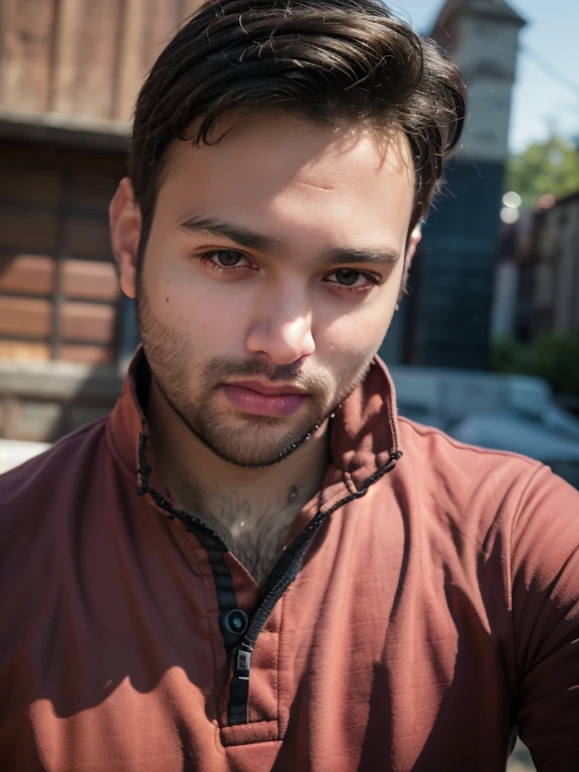 A beautiful young bearded man with highly detailed skin,8k,high res,ultra realistic, photorealism,(real life photo,realistic:1.9), (short beard on his face:1),(only closup shots,half body shots:1.5),best quality,ultra-detailed,professional,physically-based rendering,