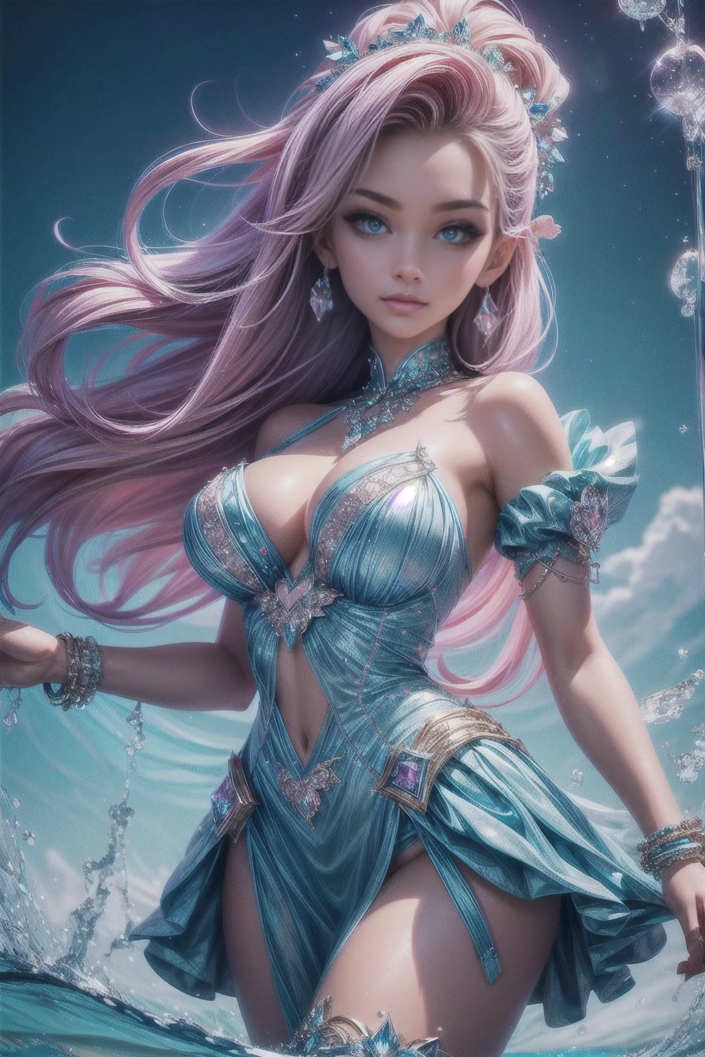 diamond heart, vibrant and captivating, sparkling in the blue ocean, beautiful and luminous (best quality, highres:1.2), ultra-detailed, realistic:1.37, with vivid colors, sharp focus, and exquisite lighting