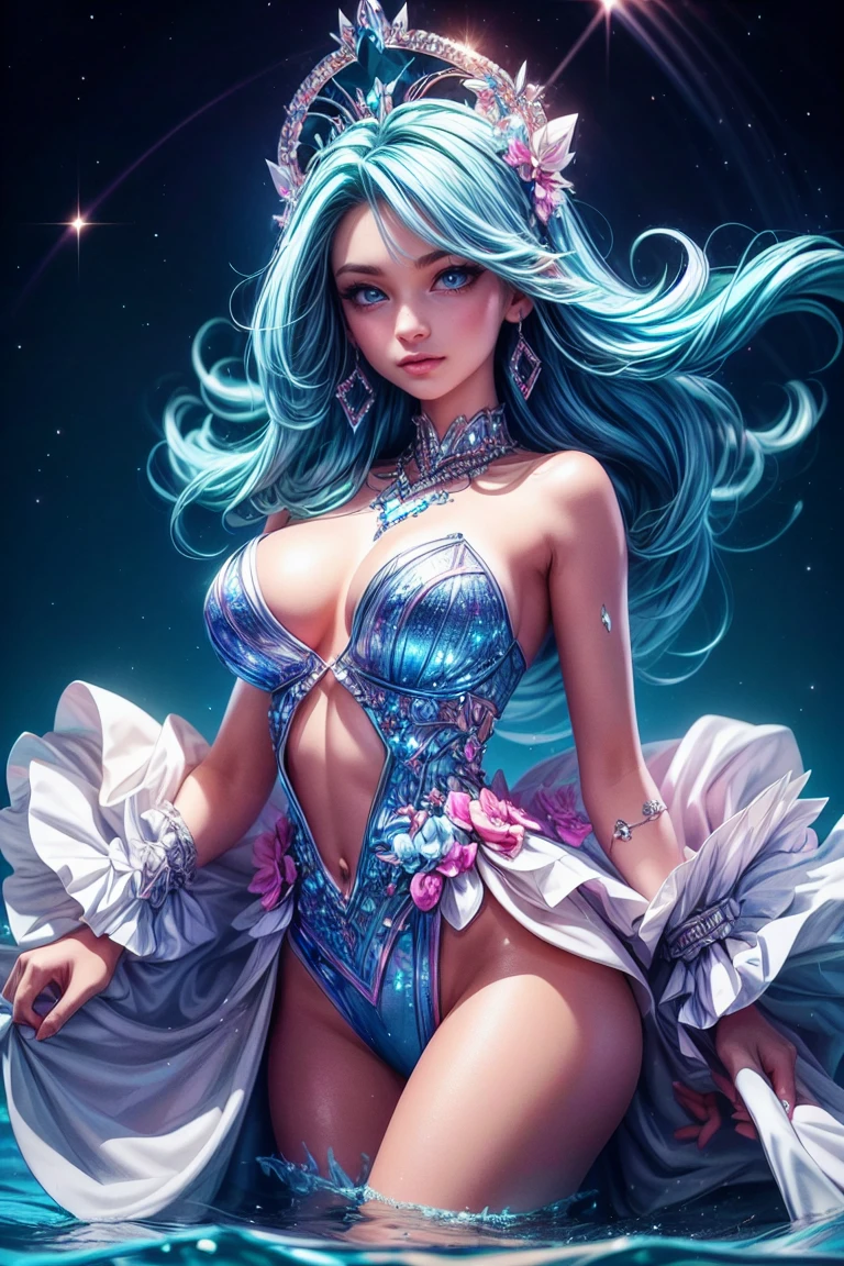 diamond heart, vibrant and captivating, sparkling in the blue ocean, beautiful and luminous (best quality, highres:1.2), ultra-detailed, realistic:1.37, with vivid colors, sharp focus, and exquisite lighting