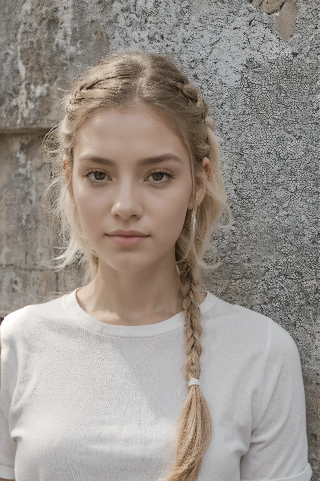 Mejor calidad, obra maestra,pelo blanco, ojos dorados,ropa blanca, buscando, parte superior del cuerpo,mecha de cabello,Piel blanca,trenzas laterales