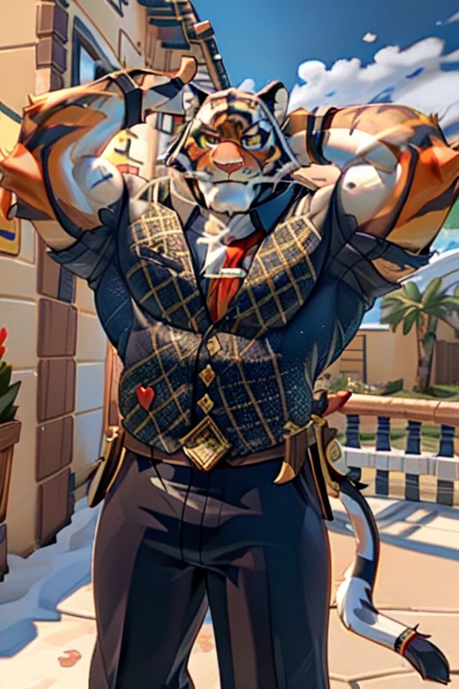 oscarfortnite, ojos amarillos, cola, macho maduro, (posando:1.3), (sombreado suave), 4k, nada, cinco dedos, decolaed hands, ((decolaed face, (decolaed eyes:1.5), decolaed)), por zackarry911, por zaush, (by personalami:0.5), mirando al espectador, sonrisa, cabello corto, camisa, guantes, 1 chico, ombligo, pezones, enfoque masculino, heart, muslos, ropa abierta, pene, black guantes, piernas abiertas, stomach, pubic hair, black camisa, open camisa, sin censura, pies fuera del marco, thick muslos, Erection, abdominales, testiculos, Sin pantalones, male pubic hair, ropa a un lado, arm behind head, bare pectorales, big pene, grandes bolas