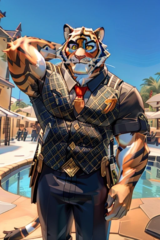 oscarfortnite, ojos amarillos, cola, macho maduro, (posando:1.3), (sombreado suave), 4k, nada, cinco dedos, decolaed hands, ((decolaed face, (decolaed eyes:1.5), decolaed)), por zackarry911, por zaush, (by personalami:0.5), mirando al espectador, sonrisa, cabello corto, camisa, guantes, 1 chico, ombligo, pezones, enfoque masculino, heart, muslos, ropa abierta, pene, black guantes, piernas abiertas, stomach, pubic hair, black camisa, open camisa, sin censura, pies fuera del marco, thick muslos, Erection, abdominales, testiculos, Sin pantalones, male pubic hair, ropa a un lado, arm behind head, bare pectorales, big pene, grandes bolas
