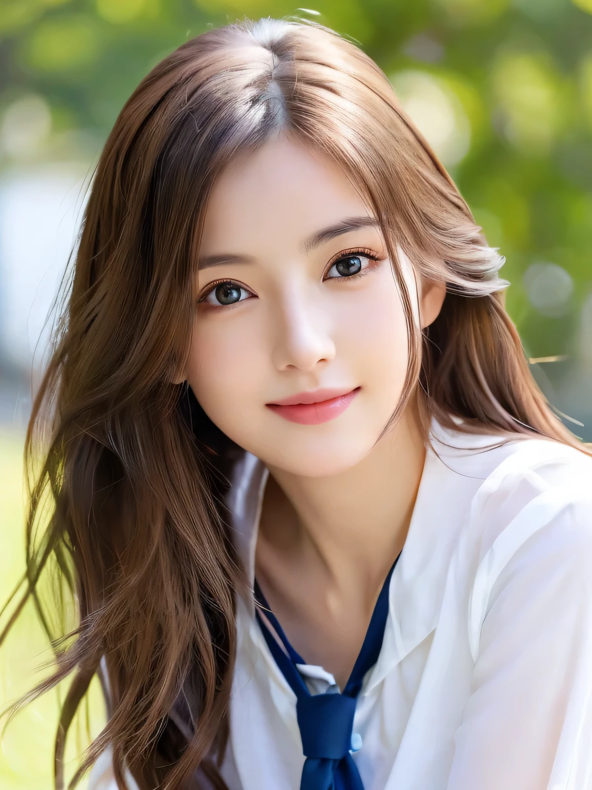 (((32ｋ,high details,high detail、masterpiece,attention to detail,alone))),Raw photo & realistic atmosphere,beautiful dark blue eyes,detailed mouth,glossy lips,thin eyebrows,fine eyes、Soft white skin that shines in every detail、her deep black eyes are so beautiful,lip details、very beautiful face,very well-shaped face、lifelike face,shining beautiful lips,beautiful eyebrows,infinite reality, Realistic young gravure idol,she&#39;she&#39;she&#39;she&#39;she&#39;she&#39;s a very cute woman , young gravure idol, young gravure idol, Very beautiful and cute 21 year old beautiful girl,incredibly beautiful and classy，21 year old beautiful girl,natural soft light,（shiny hair,,Beautiful and kind eyes：1.5）,gentle smile,well-shaped chest,medium long hair,tie hair,beautiful posture,no makeup,think ahead,

