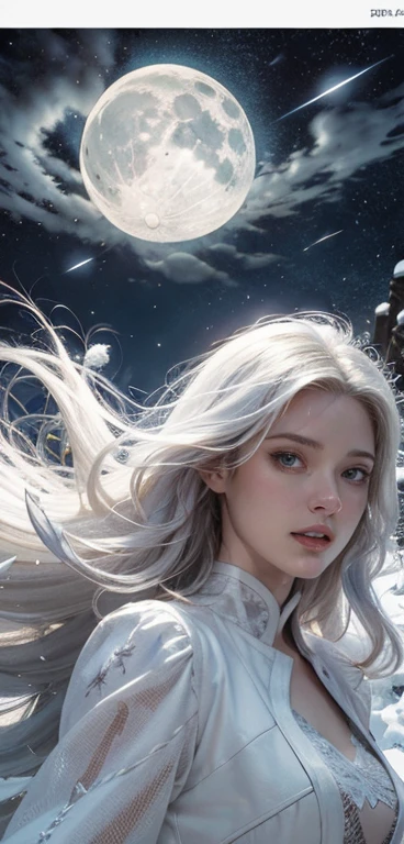 a cartoon picture of a woman with long white hair and a sword, female moon knight, emma frost, griffith, chris bachalo, white hair floating in air, white haired deity, gandalf as a woman, chris bachalo comic art, griffith from berserk, god of winter, posuka demizu, white witch, the incal, queen of ice and storm