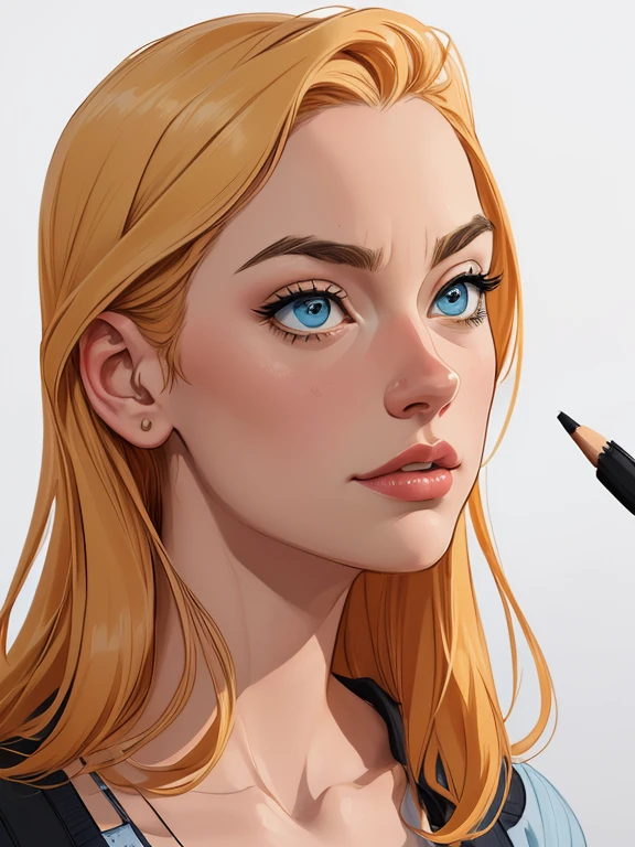 Personagem Yvonne Strahovski omagem de desenho animado de uma mulher .cartoon style illustration, estilo de arte dos desenhos animados, estilo de arte dos desenhos animados, digital illustration style, design de personagens altamente detalhado, arte digital detalhada fofa, City fan art, Design de personagens de retrato, beautiful digital illustration, retrato de alta qualidade, Arte em quadrinhos, mulher jovem. expression of sexual desire white background
