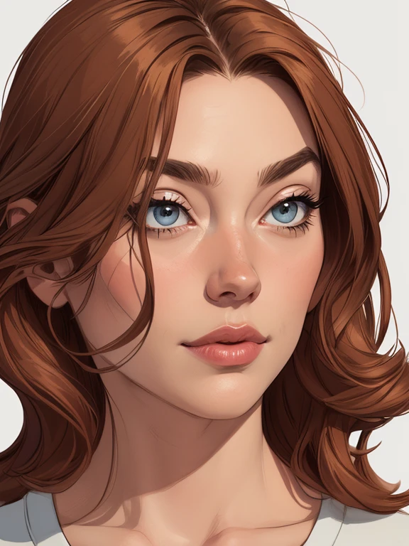 Personagem Yvonne Strahovski omagem de desenho animado de uma mulher .cartoon style illustration, estilo de arte dos desenhos animados, estilo de arte dos desenhos animados, digital illustration style, design de personagens altamente detalhado, arte digital detalhada fofa, City fan art, Design de personagens de retrato, beautiful digital illustration, retrato de alta qualidade, Arte em quadrinhos, mulher jovem. expression of sexual desire white background