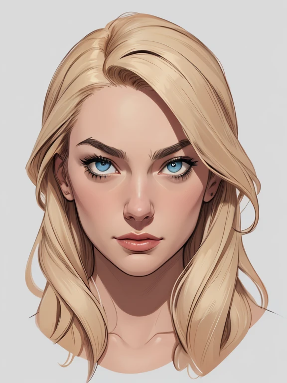 Personagem Yvonne Strahovski omagem de desenho animado de uma mulher .cartoon style illustration, estilo de arte dos desenhos animados, estilo de arte dos desenhos animados, digital illustration style, design de personagens altamente detalhado, arte digital detalhada fofa, City fan art, Design de personagens de retrato, beautiful digital illustration, retrato de alta qualidade, Arte em quadrinhos, mulher jovem.  expression of sexual desire white background