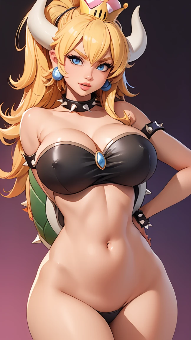 ((masterpiece)), ((best quality)), (detailed), perfect, solo, bowsette, gorgeous woman with black bikini, luscious lips, long hair, huge breast, deep cleavage, huge breasts, sexy,
