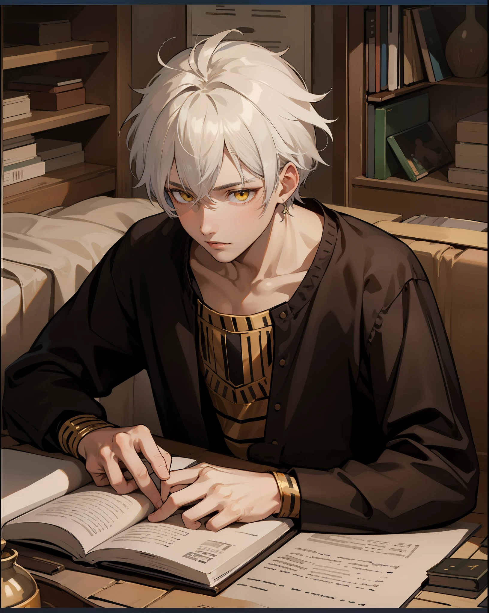 14 year old boy talks about what he found in the book very white hair yellow eyes 