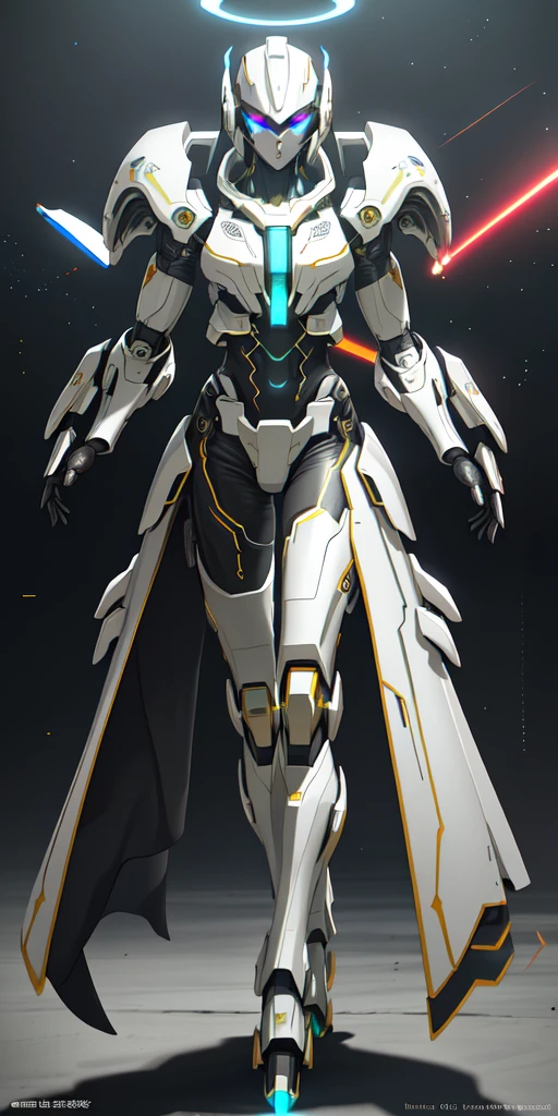 masterpiece, best quality, dramatic angle, ( Holographic, Rainbow, Opal, Vibrant Colors, Colorful), (Halo, Halos, Glowing Eyes, Gradient_Eyes, Glowing Aura, Glowing Energy, Glowing Digital Markings, Glowing Cyber Markings), (professional award-winning cinematic masterpiece), best quality, Symmetrical, Futuristic, sci-fi, aerodynamic,
Armored Core, Ammo Belt, Laser, Laser weapon, sleek and slender,
floating parts, city_lights, galaxy, giant, glowing, night, night_sky, planet, sky, snow, snowing, space, star_\(sky\), starry_sky, wings, fire, darkness, ((non-humanoid robot)), weapon, gun, cannon, military, mechanical parts, (Cyberpunk:1.3), (Luminescent particle:1.5), ,high saturation,low brightness,
Crystal Metal, neon panels,
black metal, red metal, with blue metal metallic accents