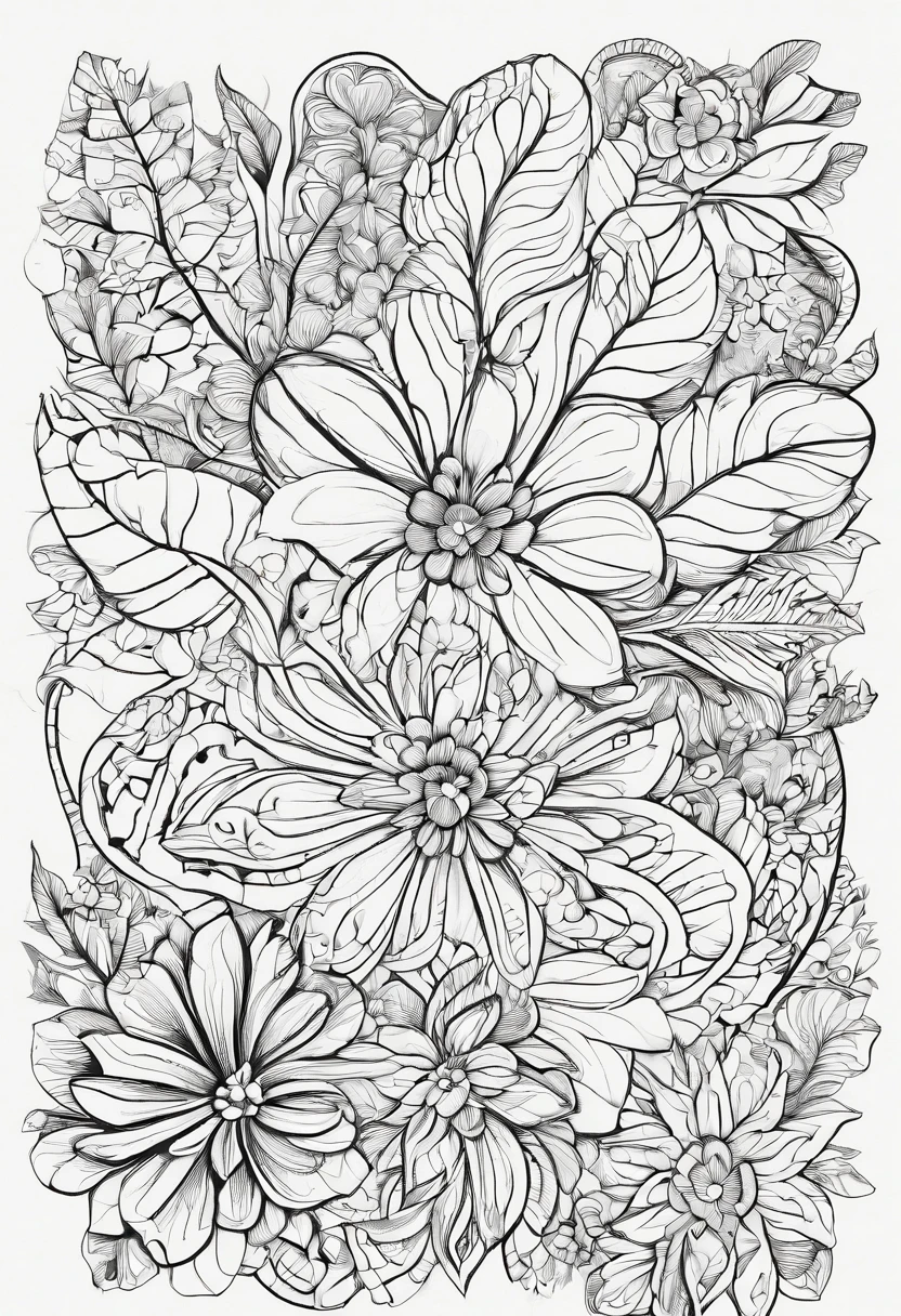 High quality, zentangle flowers, positive affirmation quotes, lineart, 3d style, coloring book, hand draw