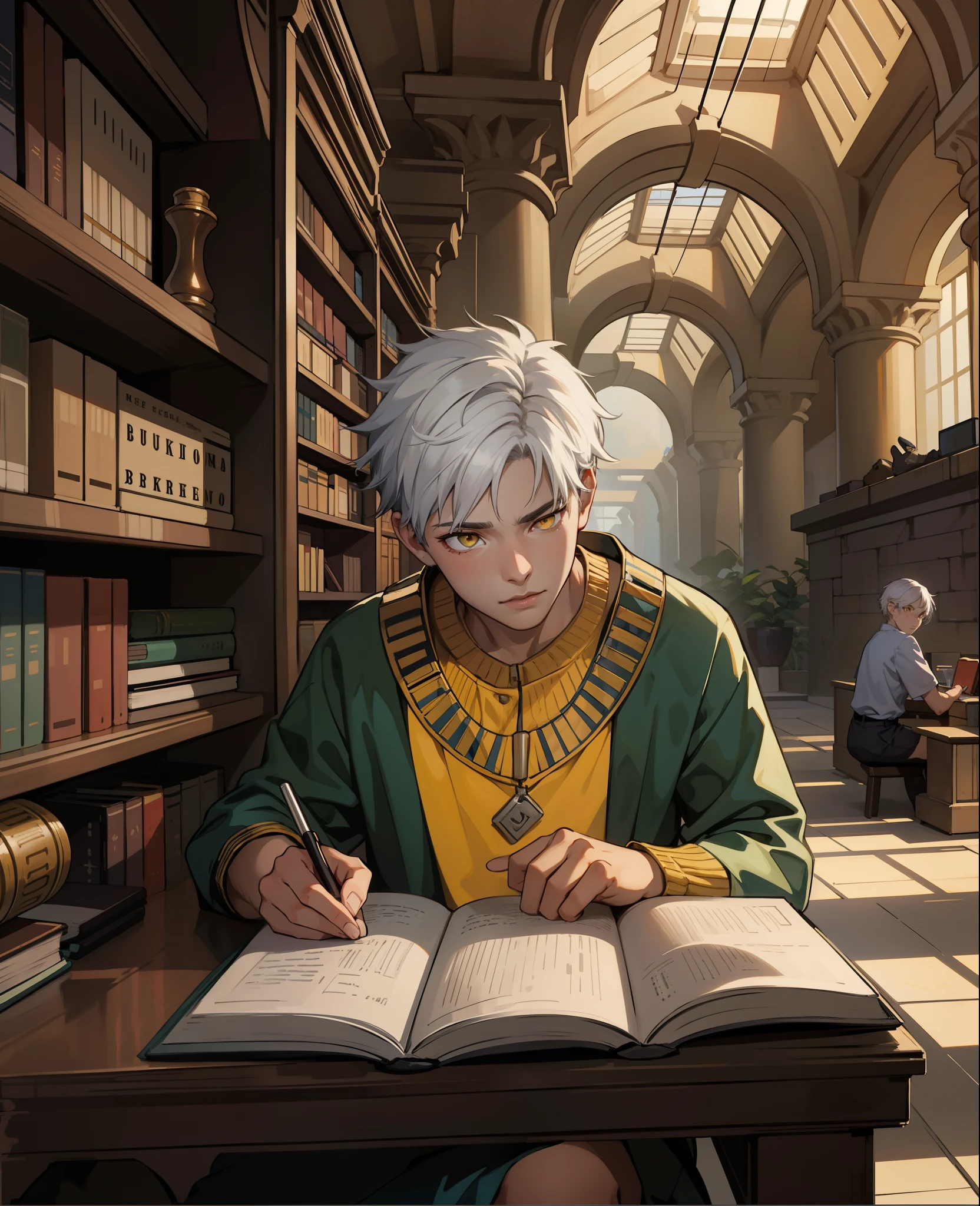 14 year old boy talks about what he found in the book very white hair yellow eyes