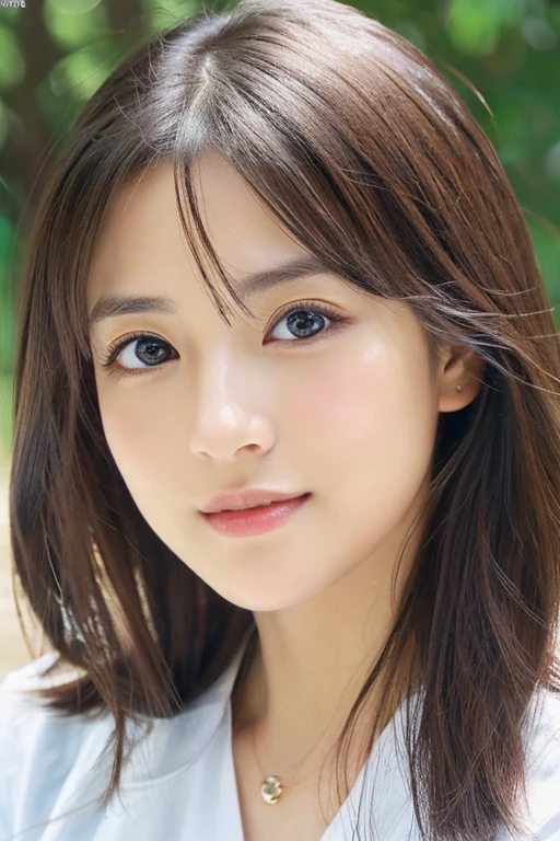 (((32k,high details,high detail、masterpiece,attention to detail,alone))),Raw photo & realistic atmosphere,beautiful dark blue eyes,detailed mouth,glossy lips,thin eyebrows,fine eyes、Soft white skin that shines in every detail、sheの深い黒色の目はとても美しいです,lip details、very beautiful face,very well-shaped face、lifelike face,shining beautiful lips,beautiful eyebrows,infinite reality, Realistic young gravure idol,she'she'she'she'she's a very cute woman , young gravure idol, young gravure idol, とても美しくてかわいい1Beautiful girl 19 years old,incredibly beautiful and classy1Beautiful girl 19 years old,natural soft light,(shiny hair,,Beautiful and kind eyes:1.5),gentle smile,well-shaped chest,medium long hair,Ties hair into one,beautiful posture,no makeup,think ahead,
