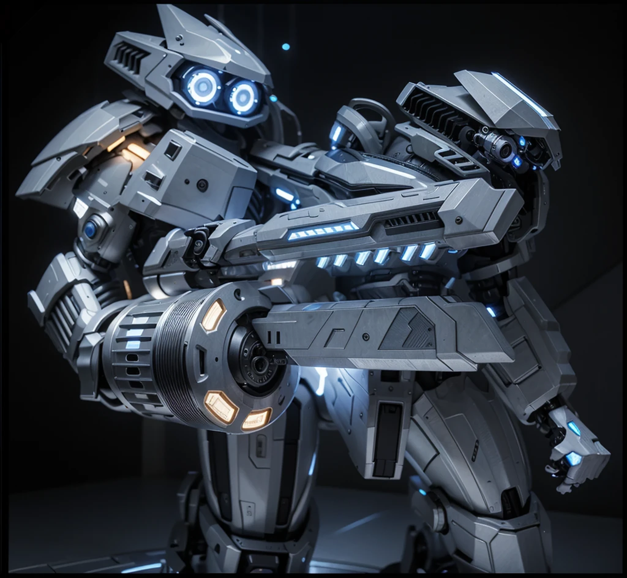 computer graphics, shows an ultra advanced 3D computer graphics style light blue mecha and a white metal chest armor plate ultra advanced cyborg in colors, highlights in the image one of its arms has an ultra advanced heavy laser cannon, 4k, Ultra detailed image, realistic , Highly detailed, perfect composition, splendid, Intricately detailed, Incredibly detailed, 8 k artistic photography, hyper detailed, Masterpiece, Ultra detailed, Hyperrealistic, 4k, Ultra detailed image, realistic, Highly detailed, perfect composition, splendid, Intricately detailed, Incredibly detailed, 8K fine art photography, hyper detailed, Masterpiece
