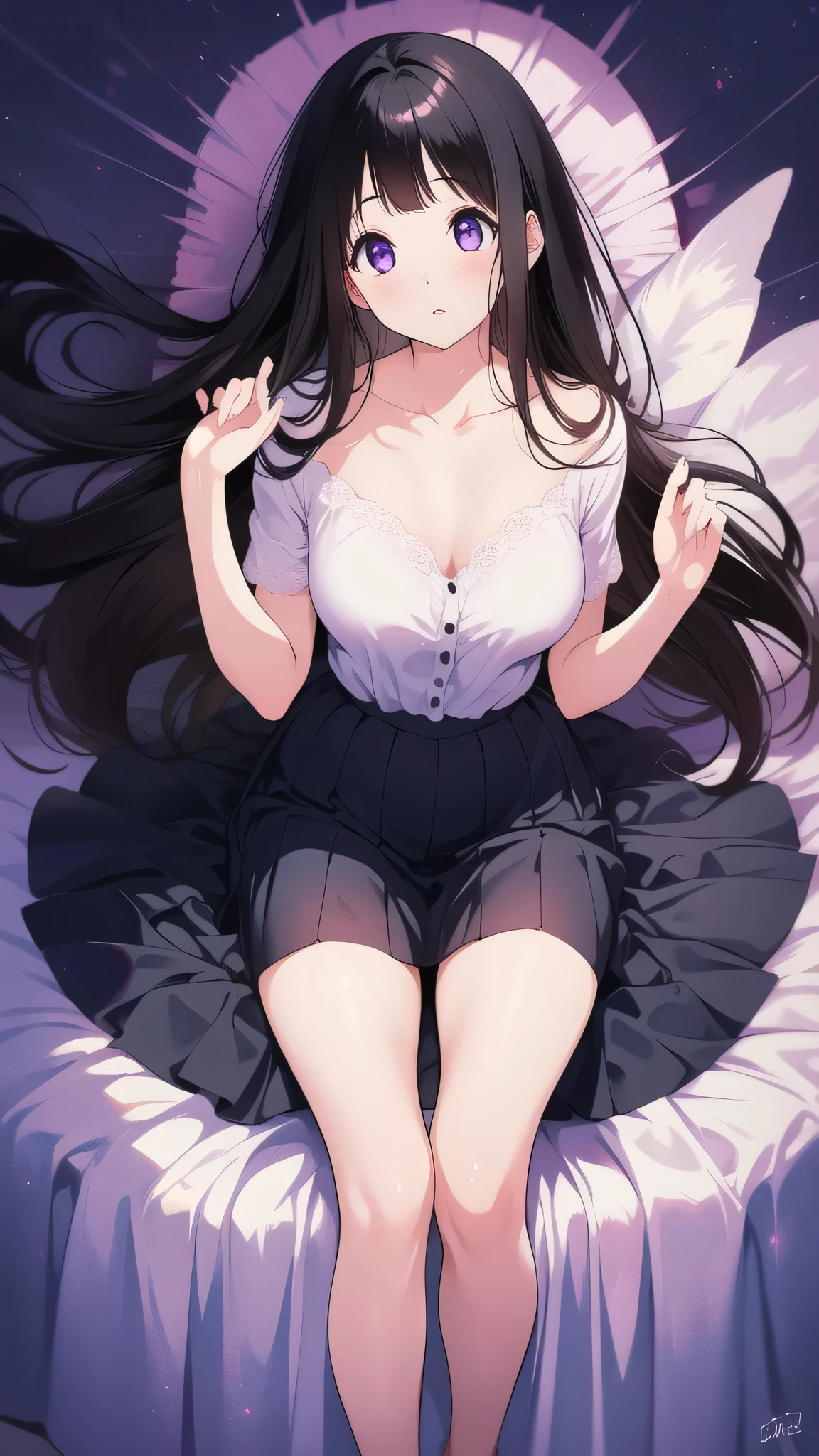 （（super high quality,））（（Ultra-high resolution,））（16K,）（super masterpiece,）（（Ultra HD ,））（Detailed shading,）（A seductive mother,）popped Tight collar White shirts,Naked shirt,Cleavage,Folded sleeves,（（Lower body naked,））Smile,blush,A small amount of drooling,Sweaty,Western-style room with morning sunshine,Lying in bed,（（（Rub your chest with your left hand:1.8,）））Spread your legs,（Open the private parts with your right hand,）Love juice gushes out,Full body photo,Shooting from above,