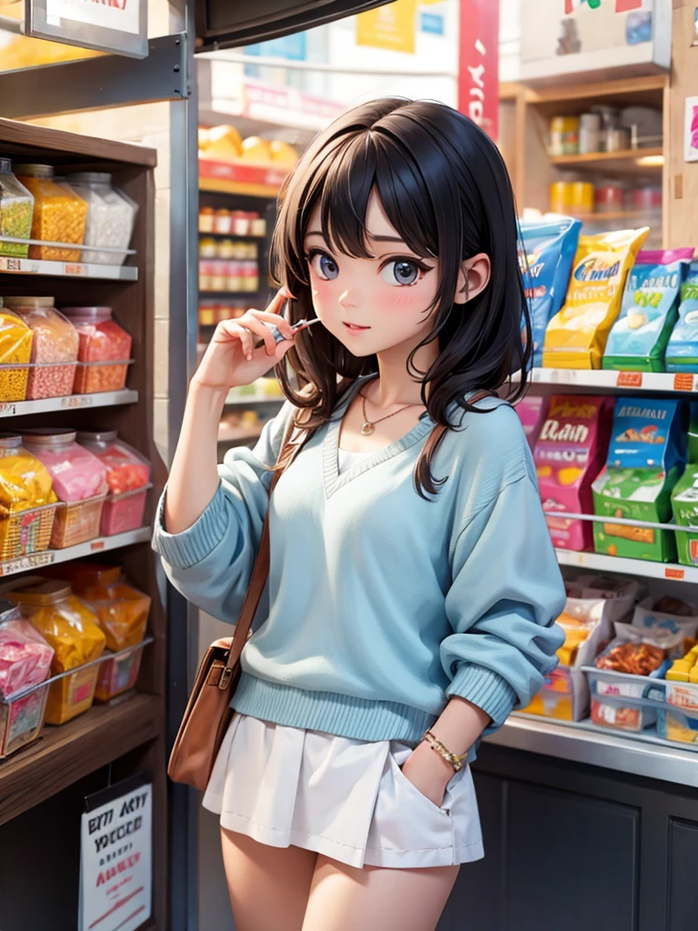 girl, summer vacation, candy store, 
