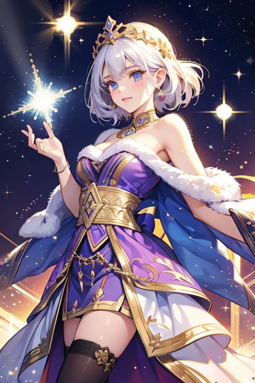 She wears a sarafan from russia ; SPARKLE; GLITTER