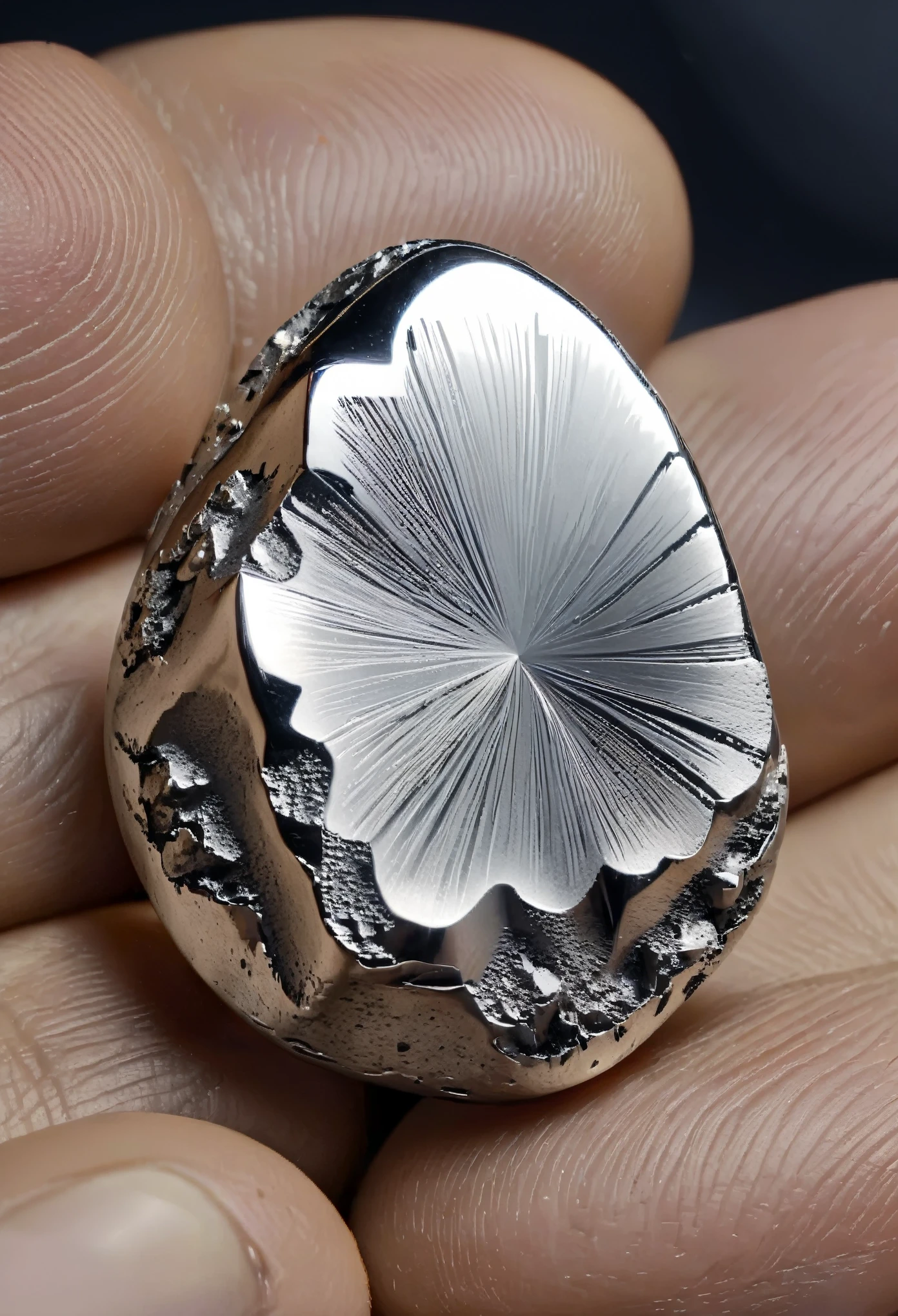 Masterpiece, best quality, 8k, piece of silver rock, silver tone, silver metal radiation,