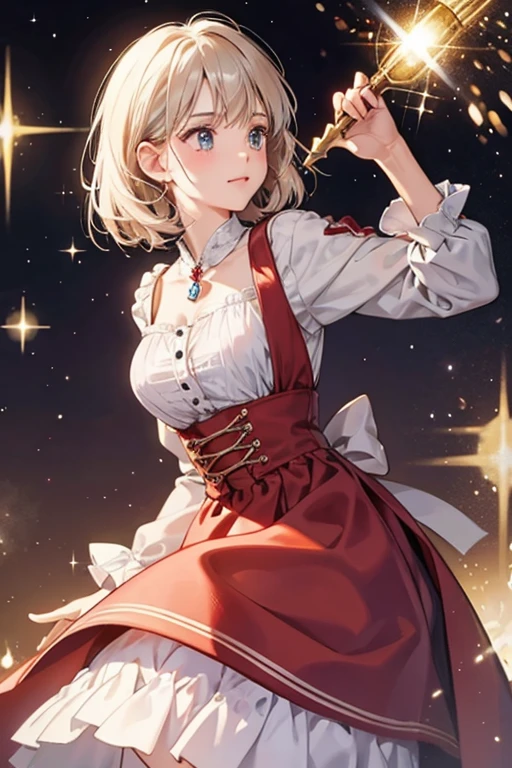 She wears a swiss tracht ; SPARKLE; GLITTER