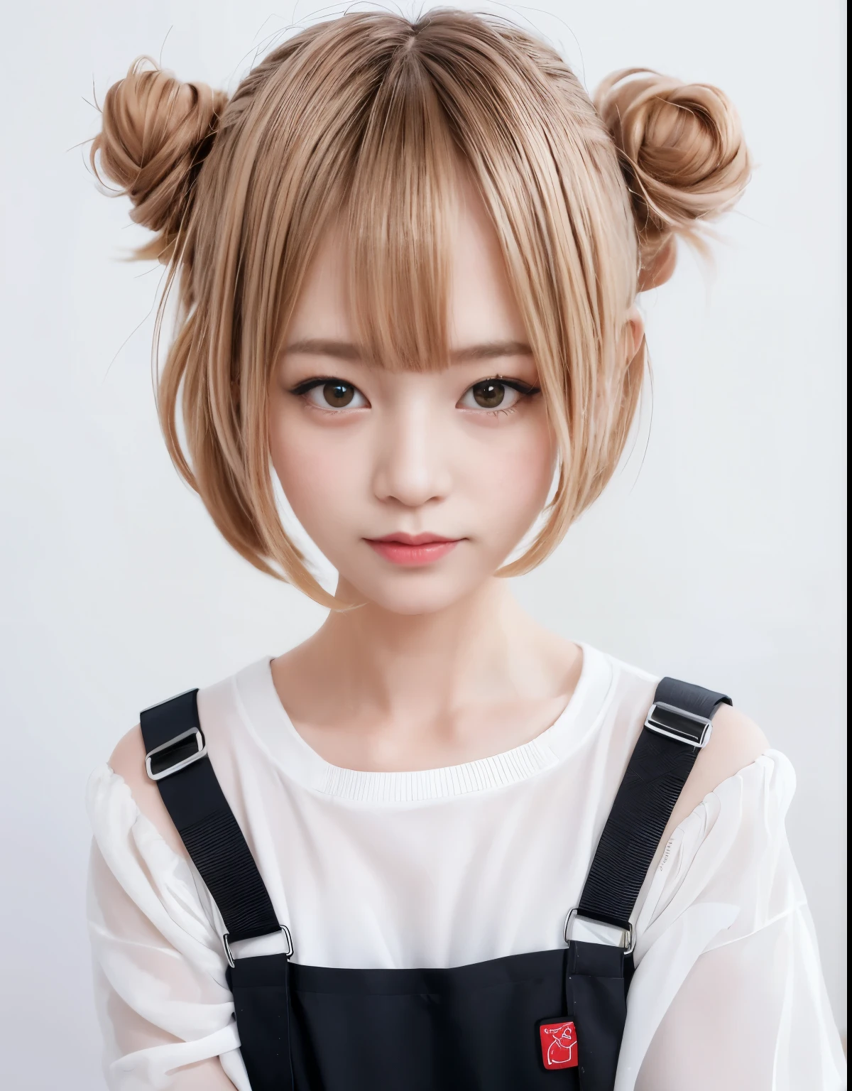 There is a young woman in a ponytail and a white shirt, twin tails hairstyle, cute hairstyle, Pigtailss hairstyle, Pigtails, blond hair with Pigtailss, cute hairstyles, Pigtailss hair, real anime girl, short Pigtailss hair, Pigtailss, two Pigtailss hairstyle, twin tails, cute natural anime face, cute cute girl