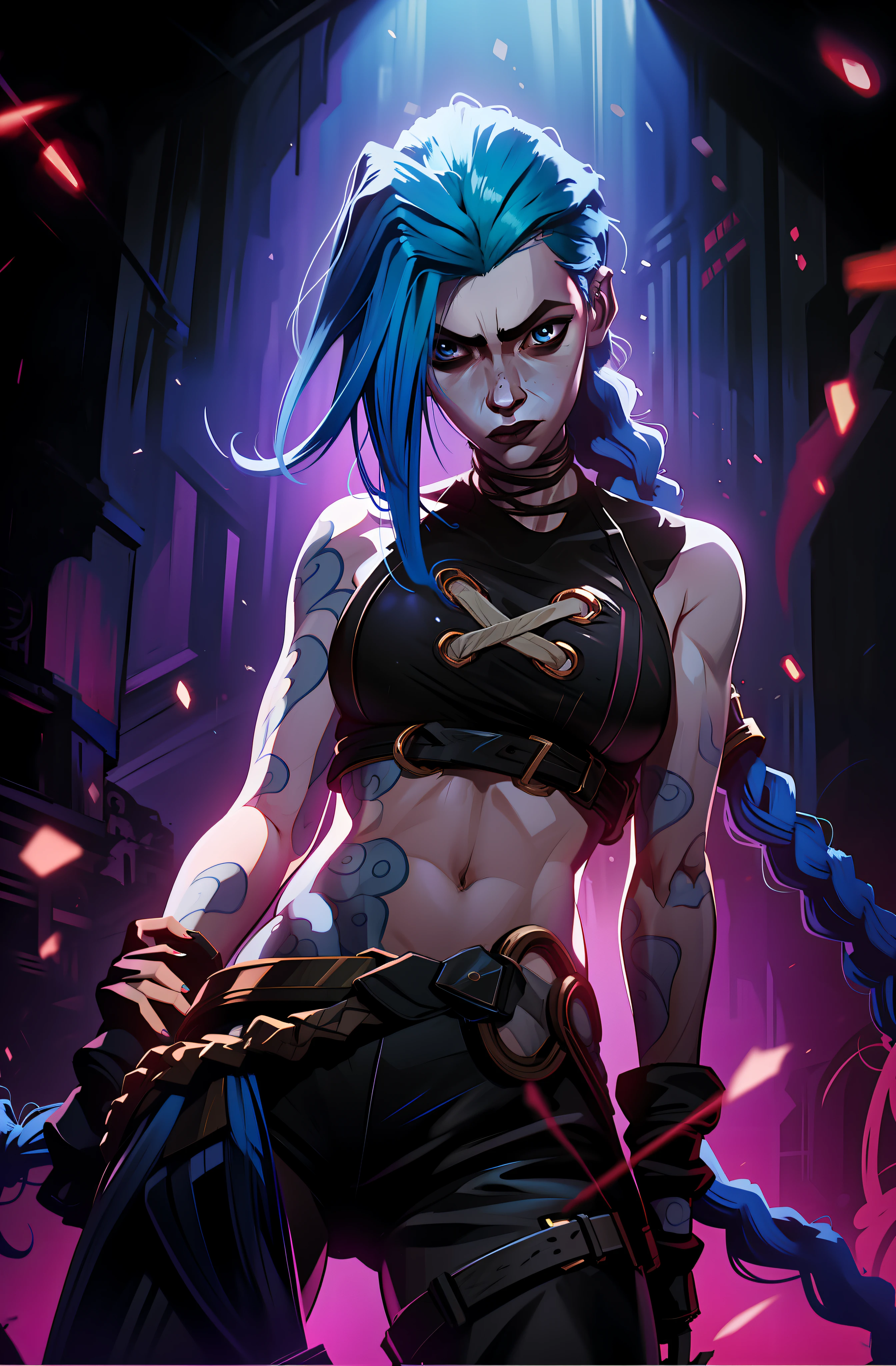 Cinematic graphics on T-shirts, painting style. Azar, Akana, in a dynamic pose. very detailed, detailed face, difficult, Comic book, bright colors. Black background with cinematic graphite.