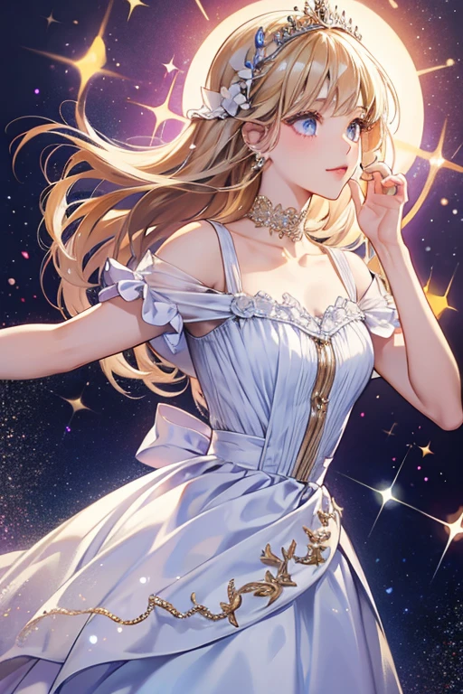 She wears a liqui liqui dress; SPARKLE; GLITTER