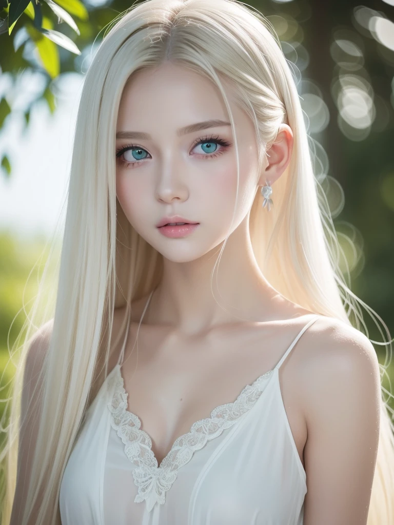 Very beautiful platinum blonde hair、Super long straight hair、glowing pale green eyes、Transparent white and wet nightgown、15 year old beautiful girl、a baby face、European youth、perfect bodies、face perfect、Bright makeup、Thin pink lips、Girl in the shower、1 girl in、Unbuttoned shirt、lipsticks、Hair buns、Colored inner hair、deceptive advertising、{steams}、Viewer Vision、Golden Hour Lighting、comic strip、Bokeh atmosphere perspective、detailedovie Light、intricate-detail、hight resolution、 Detailed features of face design、high details、Clear focus、SMOOTHNESS、aesthetics、high details、printed、octane、{{​masterpiece}}