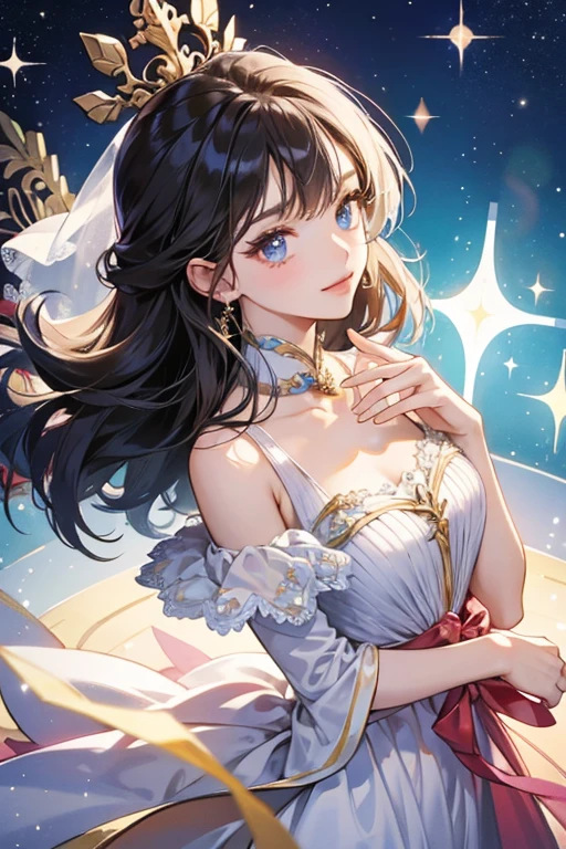 She wears a huipil dress; SPARKLE; GLITTER