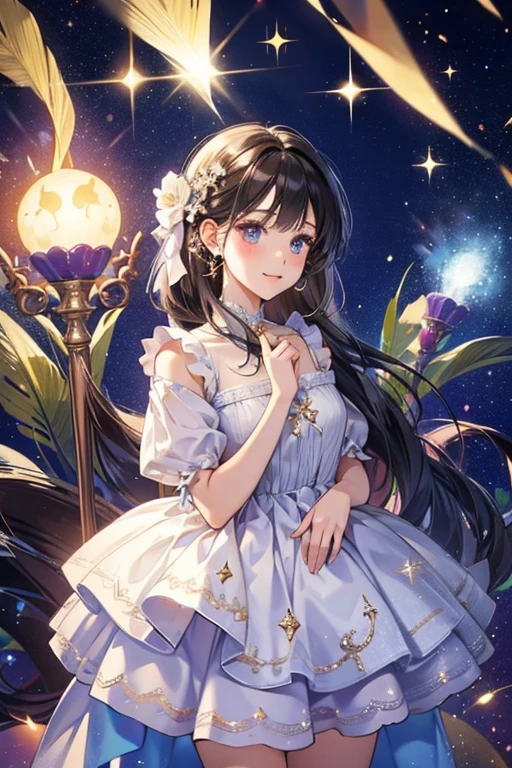 She wears a huipil dress; SPARKLE; GLITTER