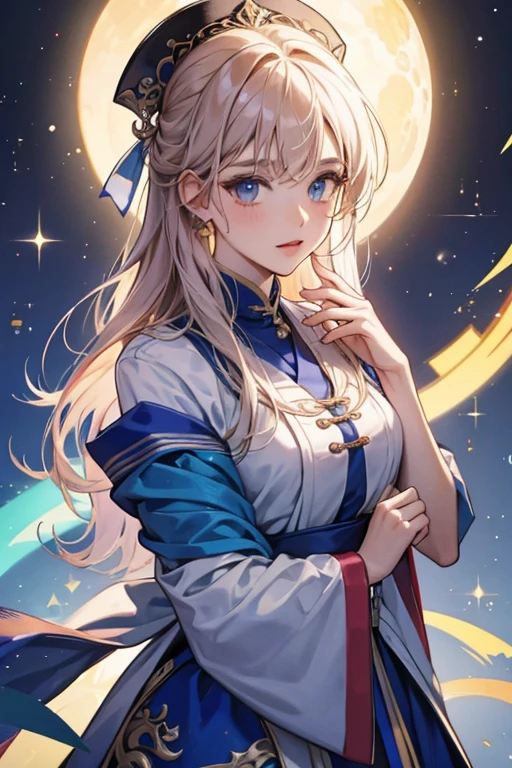 She wears a han fu; SPARKLE; GLITTER
