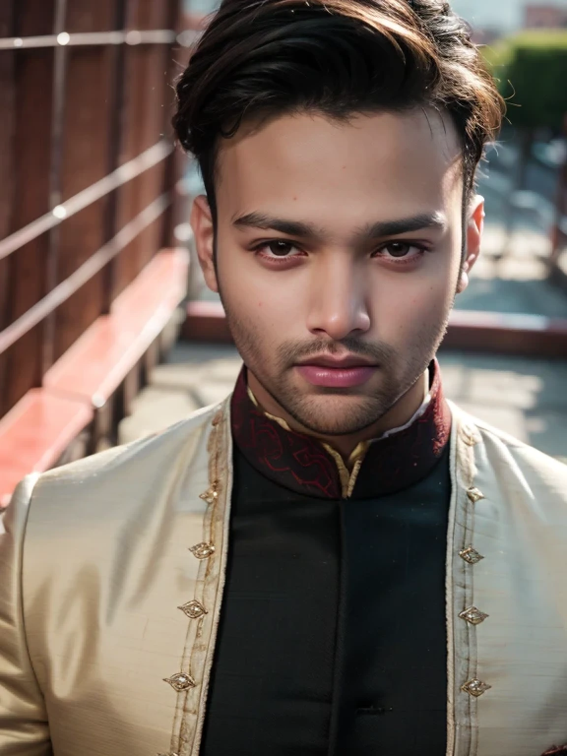 Realistic white sherwani