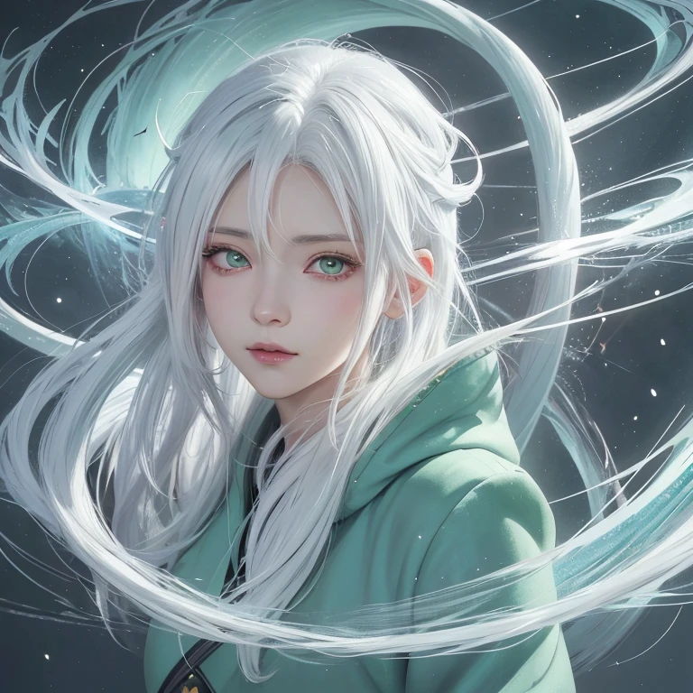 Anime girl with white hair and green eyes, detailed digital anime art, anime style 4k, white haired god, anime art wallpaper 4k, anime art wallpaper 4k, Best Anime 4K Kona-chan Wallpaper, anime art wallpaper 8k, detailed anime artwork, detailed anime art, Detailed anime original drawing, anime wallpaper 4k, anime wallpaper 4k