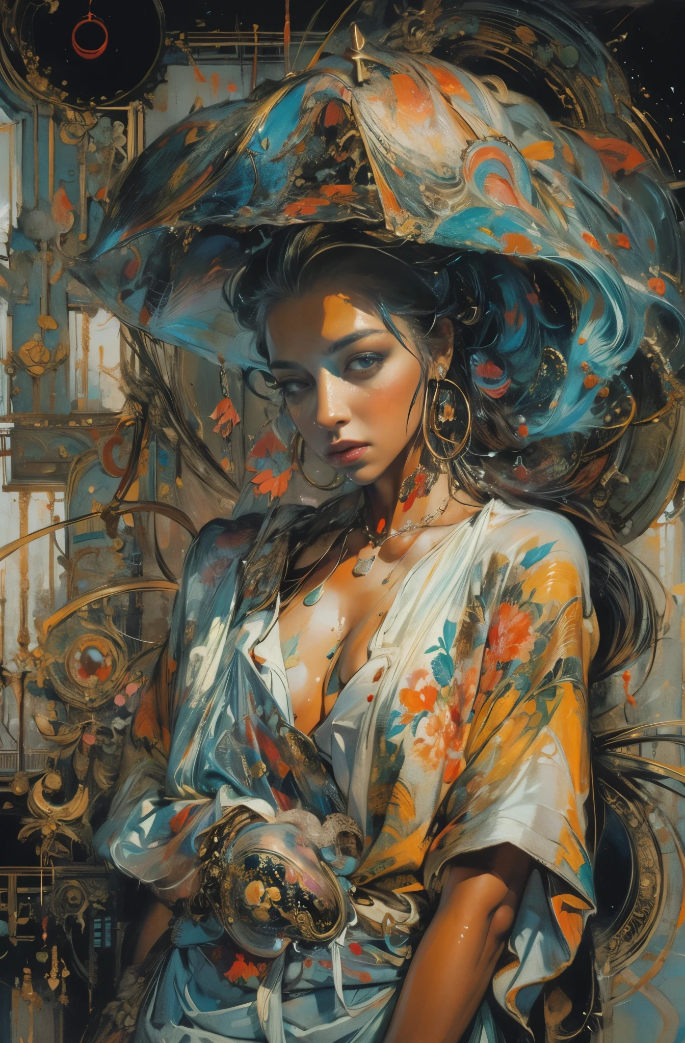 Beautiful Black Women Paintings, pretty much beautiful face, hip hop, soulful, Avant-garde, Queen of the Streets, check it out, Ultra-detailed paintings inspired by WLOP, art station trends, fantasy art, A complicated mess, The art of hitting, wallop art, WLOP |, wallop style, beautiful character drawings, Wlop painting style, WLOP | germ of art, Unparalleled Beauty Tumbler, figurative art, intense watercolor, watercolor detailed art, watercolor splash, surreal, avant-garde pop art, Beautiful and expressive paintings, Beautiful artwork illustration, very colorful tones, wonderful, cool beauty, masterpiece, highest quality, official art, women only, sharp outline, best shot, vector art, Written by Sandra Chevrier, dave mckean、By Richard Avedon、Written by Makiezi Kusiala, luminous design
