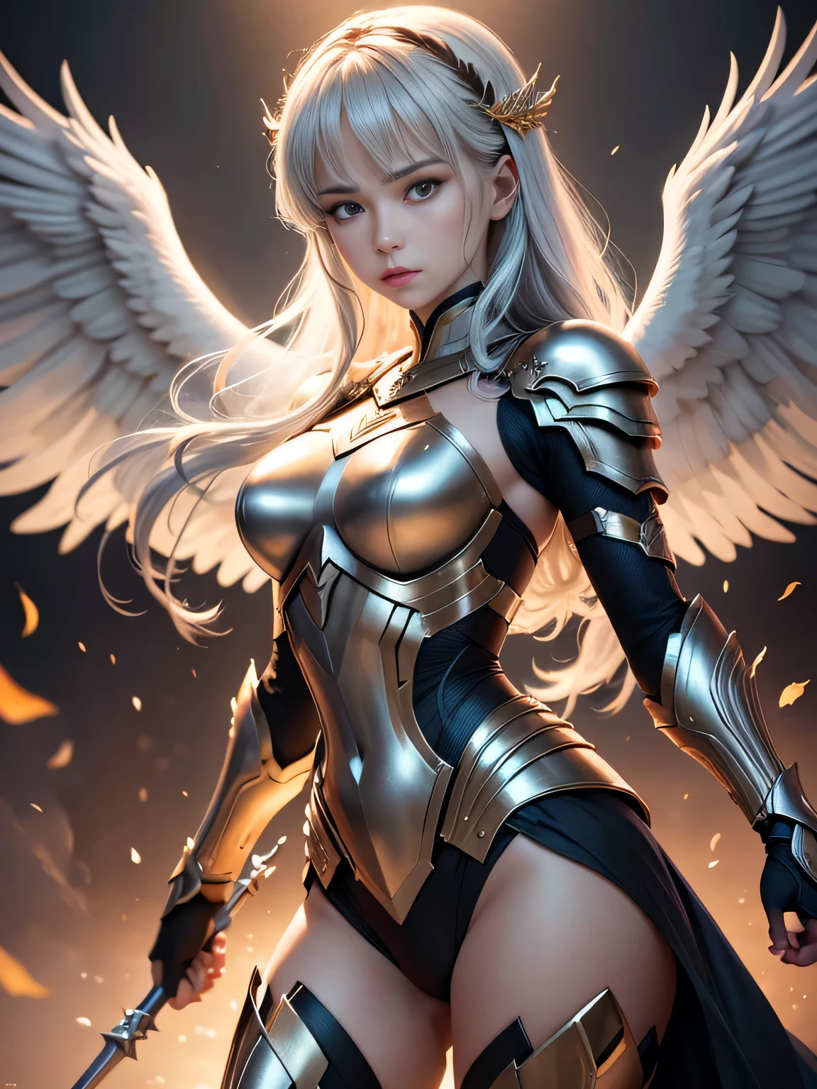 Archangel Michael、The Four Archangelasutepiece,Best Quality,ultra-detailliert,hight resolution,hight resolution,4K,Portrait in 4K,8K,8K Portrait,Unity 8k wallpaper,extremely details CG,Realistic,Raw photo,Real person,a portrait photo of,Photorealistic,Shiny skin,Detailed skin,Fighting figure、Fighting figure、fight the light、fight with love
