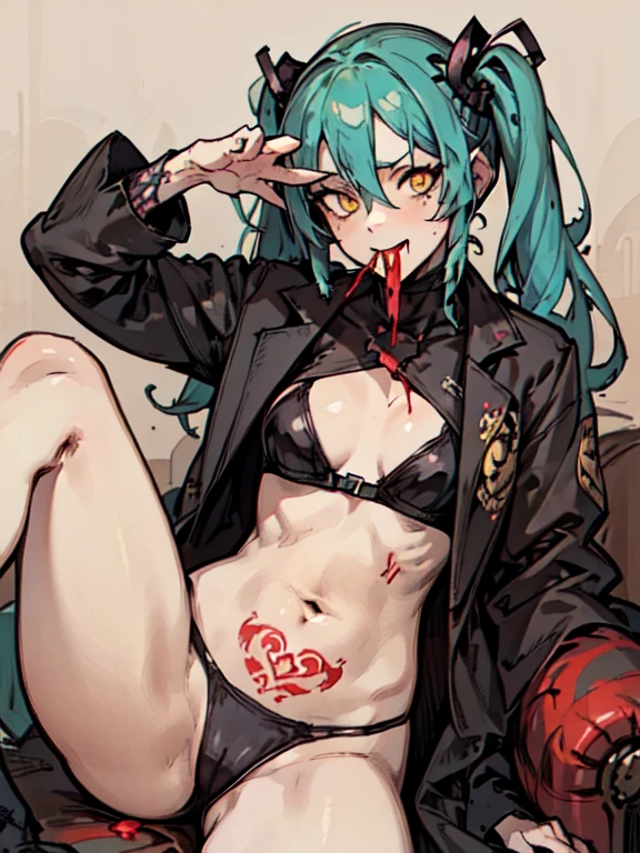 cyber punk_(series) cyber punk_Edgerunners Rebecca_(cyber punk) High Resolution Spoiler 1girl Artificial_eyeの黒_Jacket Blood Blood_from_eye blood_from_mouth colored_Sclera tinted_skin corpse death flower flower_that's all_eye green_hair ((teacher)) Jacket Mechanical_eyeの首_Tattoo is open_open clothes_jacket petals pink_Tattoo Red_eye red_Solo stomach with scleral sign_Tattoo Symbols_in_eye tattoo twintails twitter_Username White_skin yellow_eye