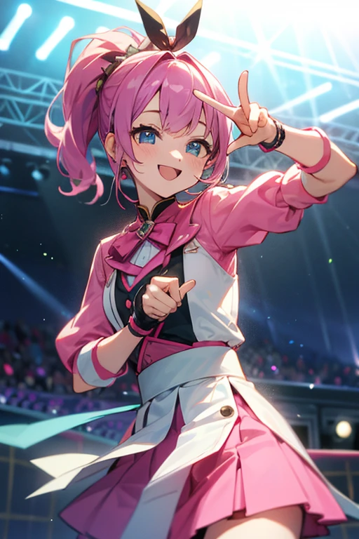 Idol、3×3、cute、point finger、dance、smile、microphone