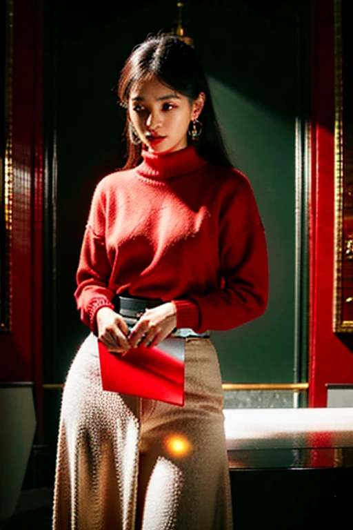 husband and wife quarrel，
（masterpiece）， In reality， HDR， very detailed， 8 thousand， RAW photographer，
Environmental occlusion，natural，harmonious composition，warm color palette，Art Photography,The woman is wearing a red sweater