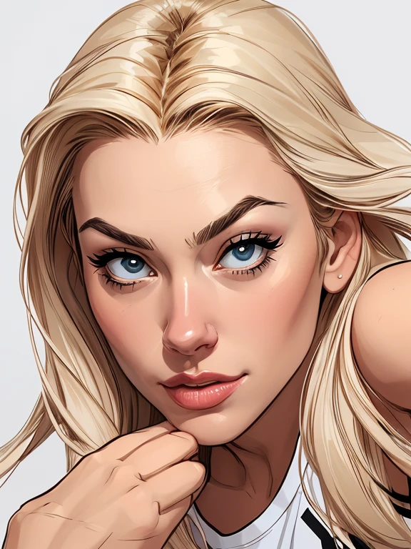 Personagem Yvonne Strahovski omagem de desenho animado de uma mulher .cartoon style illustration, estilo de arte dos desenhos animados, estilo de arte dos desenhos animados, digital illustration style, design de personagens altamente detalhado, arte digital detalhada fofa, City fan art, Design de personagens de retrato, beautiful digital illustration, retrato de alta qualidade, Arte em quadrinhos, mulher jovem. expression of sexual desire white background