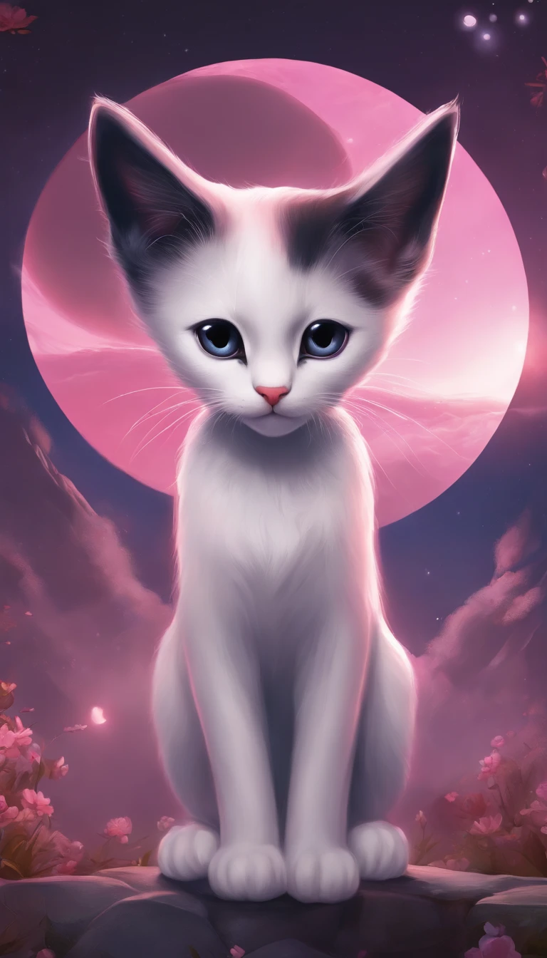 perfect centering, Full body cute kitten, Please wear a pink hoodie, , wear headphones, Standing position, abstract beauty, in the center, looking at camera, towards the camera, approaching perfection, dynamic, moonlight, very detailed, digital painting, art station, concept art, Smooth, sharp focus, 8k, high resolution resolution, figure, art:Carne Griffith and Vadim Kashin, white background