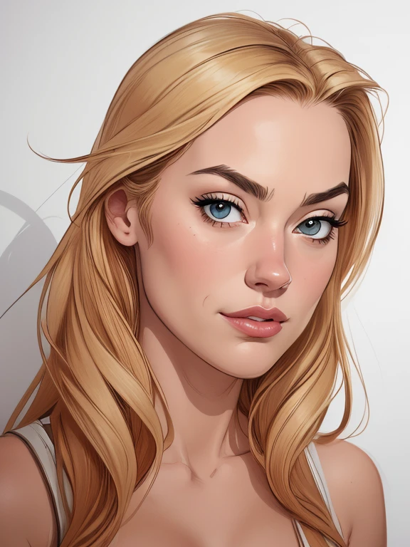 Personagem Yvonne Strahovski omagem de desenho animado de uma mulher .cartoon style illustration, estilo de arte dos desenhos animados, estilo de arte dos desenhos animados, digital illustration style, design de personagens altamente detalhado, arte digital detalhada fofa, City fan art, Design de personagens de retrato, beautiful digital illustration, retrato de alta qualidade, Arte em quadrinhos, mulher jovem.  expression of sexual desire white background