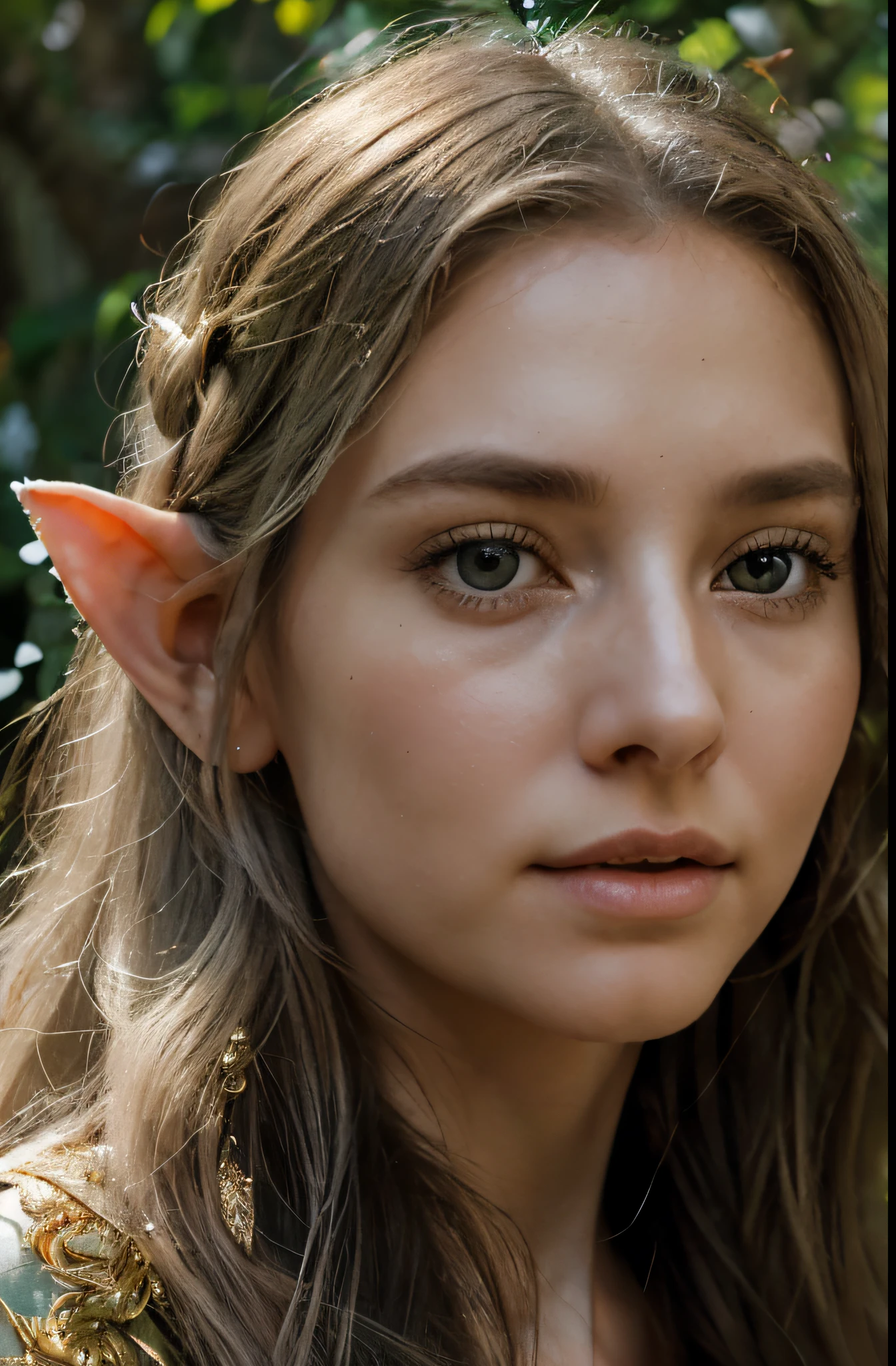 Galadriel, most beautiful elf woman, appears young but ageless and immortal, wearing filmy tunic and robes, gold circlet, (detailed face, 18yo:1.2), (detailed (light grey) eyes:1), (perfect eyes), (eye contact:1.2) (perfect proportions), (perfect anatomy), (athletic body), (very long golden hair with silver highlights:1.3), (narrow waist:1.1), (skinny, thin, slender body:1.1), (fit body:1.2), , ((elf:1.1) woman) Analog film photograph, close up, emotional, tears, (expression very serious:1.2), heavenly, kind, gentle, soft glow, rays of light, colorful, detailed, stunning, hetero, (very sexy:1.2), intricate, (blush:0.5), (goosebumps:0.5), subsurface scattering (wind, windy:1.3)
best quality,ultra-detailed,realistic,highres,masterpiece:1.2,portraits,garden,beautiful detailed eyes,beautiful detailed lips,long golden hair,regal presence,serene expression,enchanted atmosphere,soft sunlight filtering through the trees,subtle glittering magic,pastel color palette,ornate crown and jewelry,flowing gown made of shimmering silk,graceful posture,commanding presence,delicate elven ears,dappled shadows on the ground,gentle breeze rustling the leaves,faint ethereal music in the air,ancient stone architecture in the background,elaborate floral patterns,ethereal beings surrounding her,fluttering butterflies and fireflies,powerful yet gentle aura,queen of the elven realm