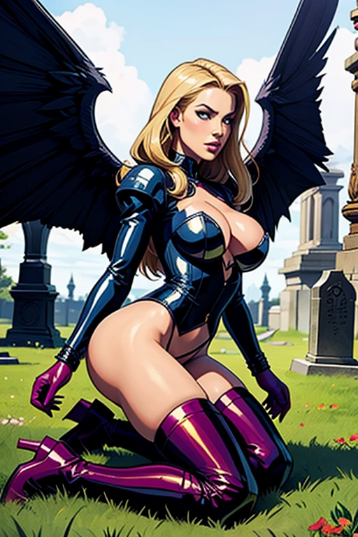 Medieval archangel warrior ta aristocrat long boots sexy girl attraction sexy french woman with demon wings cute damn cemetery active battle action style Increase libido,front view,cruel