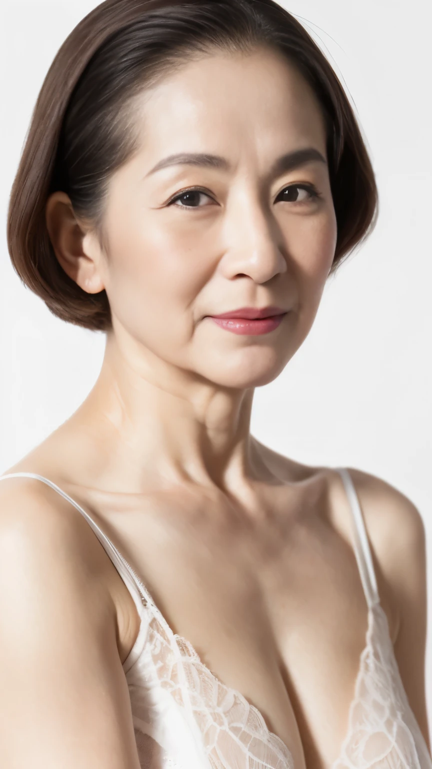 ((fractal art)), (((masterpiece))), 8K, clear image, (((alone))), (((old aged chinese milf))), pure white background, lower your arms, Wearing a flashy bra, gravure, facing the front, ((Elderly mature woman with an old face)), describe the lips correctly,red lips, flashy makeup, (((alone))), (((perfect anatomy))), Elderly, pure white background, gravure, natural upright posture, facing the front, ((obscene)), from the chest up, highest quality, Super detailed, realistic, Super detailed細なスキン, (1 Chinese mature woman), (positive), 95 years old, huge breasts, mature politician, Glamour, sexy, pure white skin, looking at the viewer,